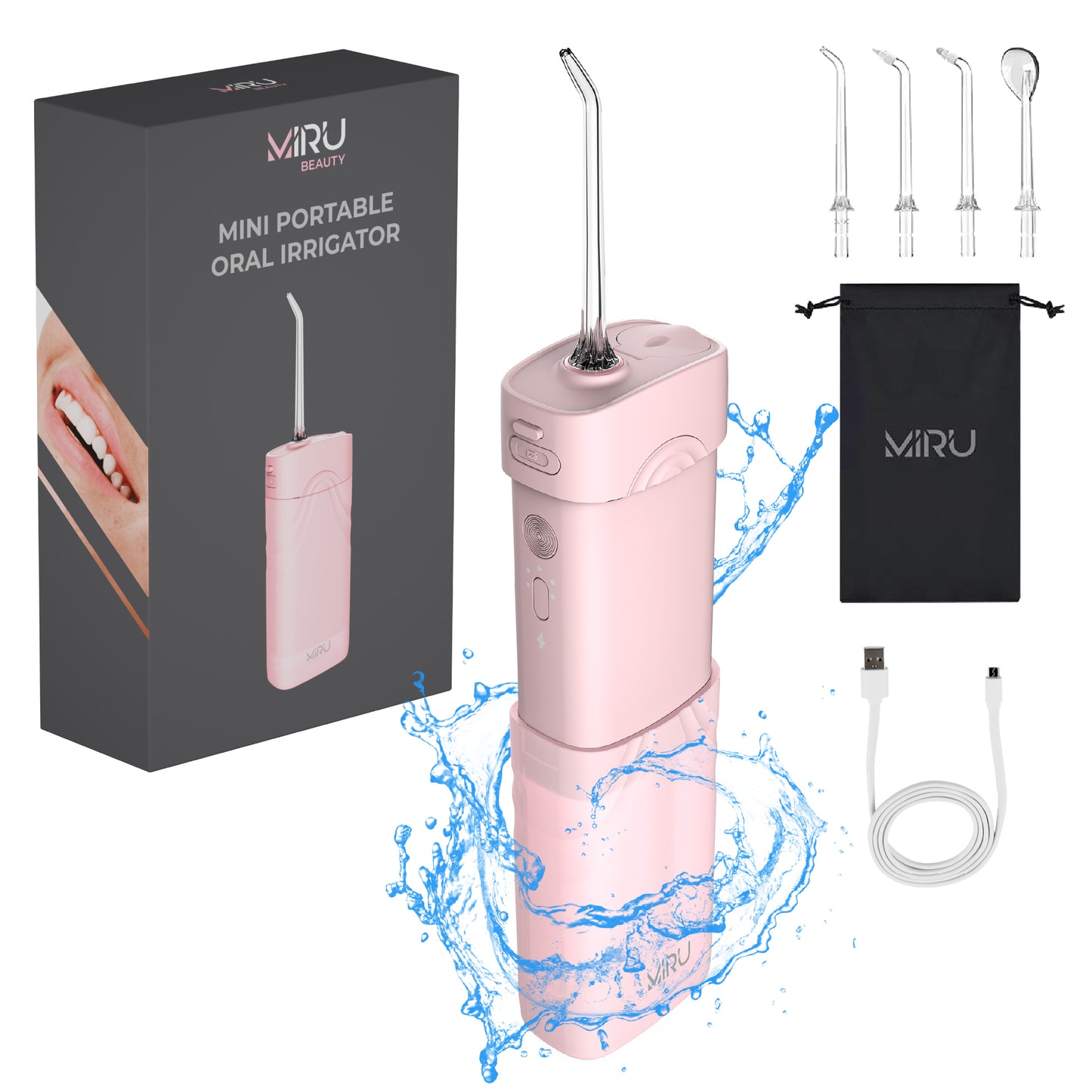 PORTABLE WIRELESS DENTAL IRRIGATOR WITH USB-C, FOR CHILDREN - Miruhome