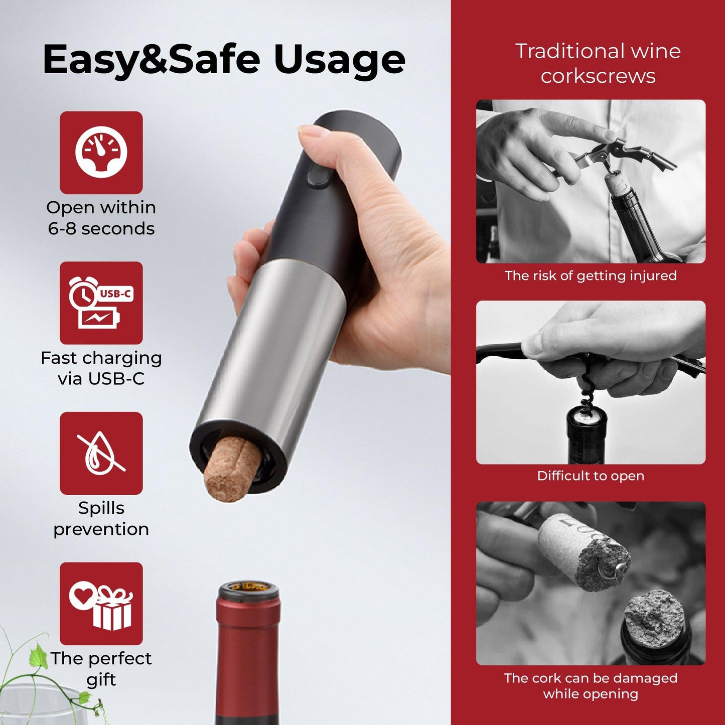 Electric Wine Bottle Opener 6-in-1 Set - Miruhome