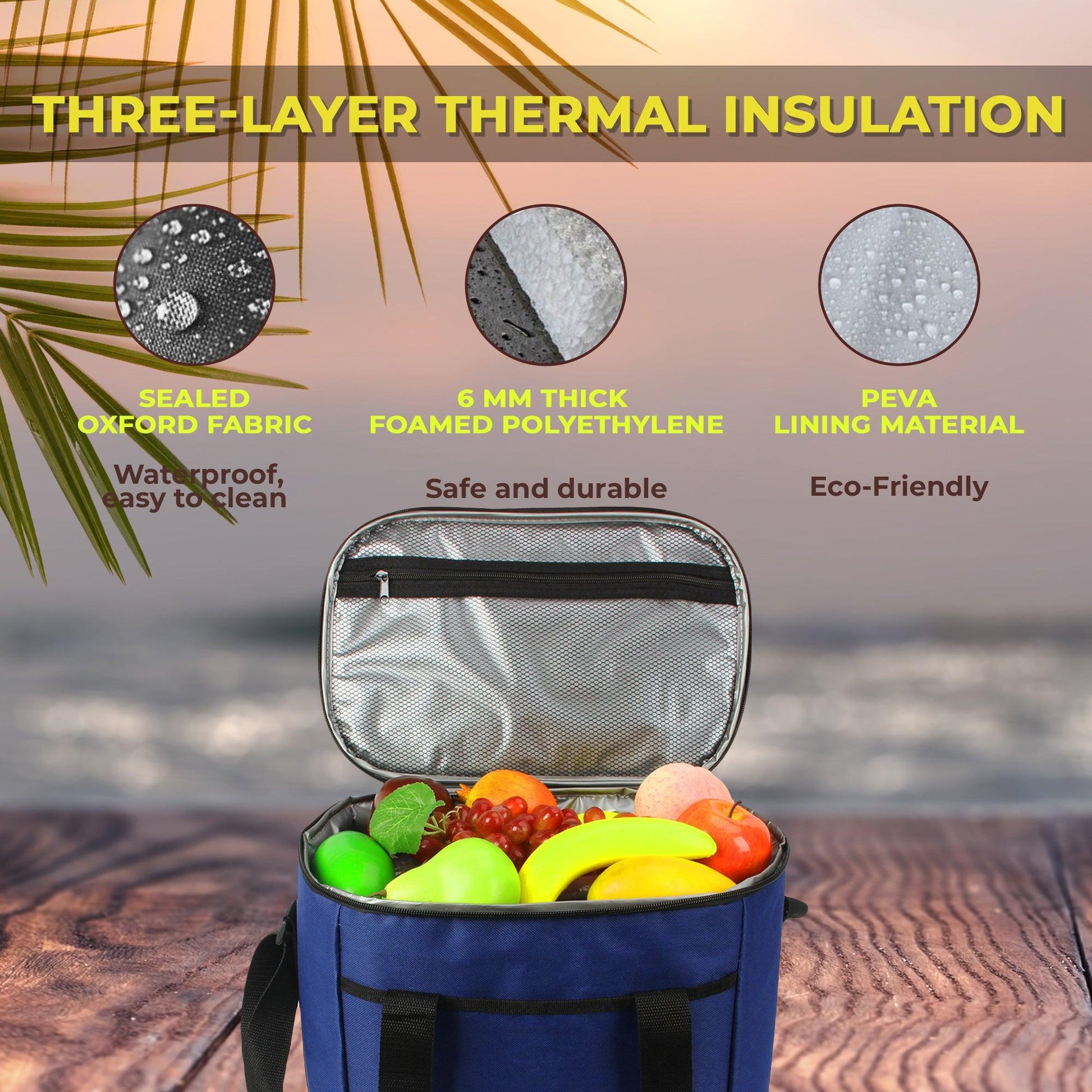 THERMAL BEACH BAG FOR FOOD PICNIC LARGE - Miruhome