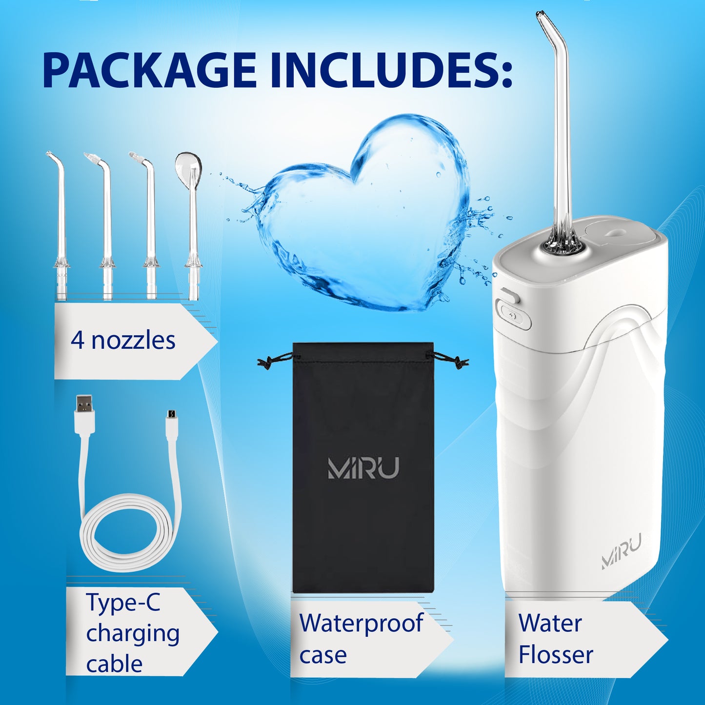 PORTABLE DENTAL IRRIGATOR CORDLESS DENTAL POWER TRAVEL WHITE - Miruhome