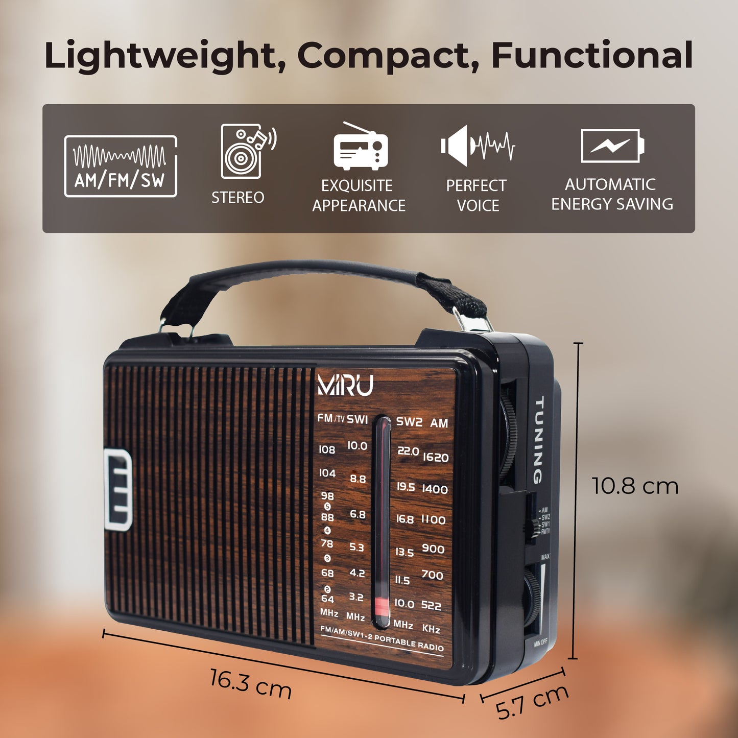 PORTABLE KITCHEN RADIO ON BATTERIES R20 - Miruhome