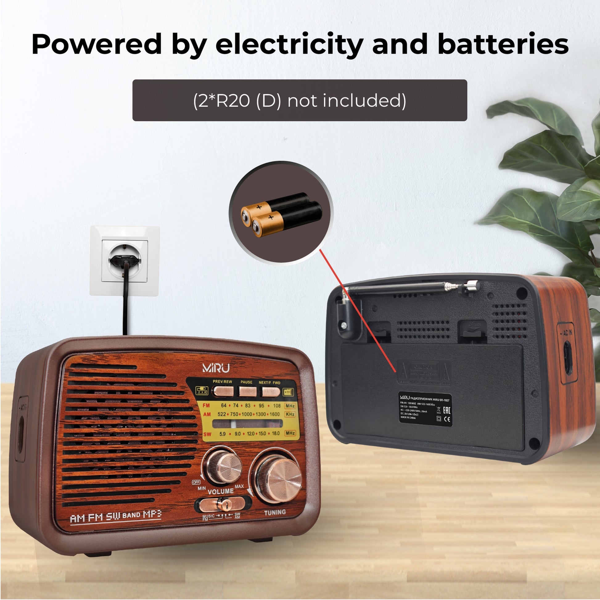 PORTABLE RETRO KITCHEN RADIO FM, USB, BATTERY - Miruhome