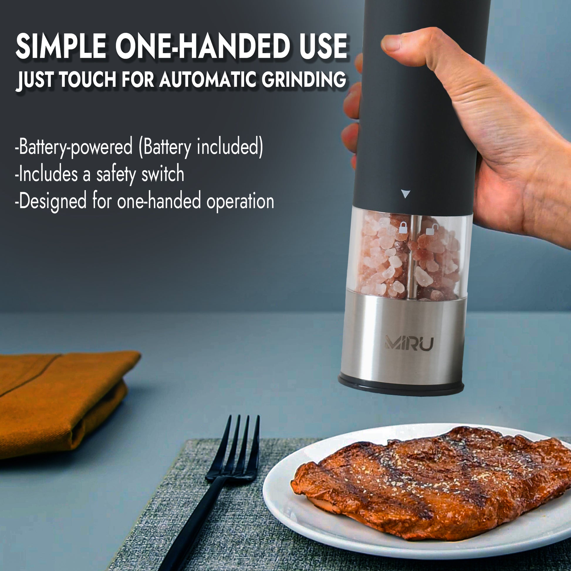 Electric Grinder for Salt, Pepper, and Spices - Miruhome