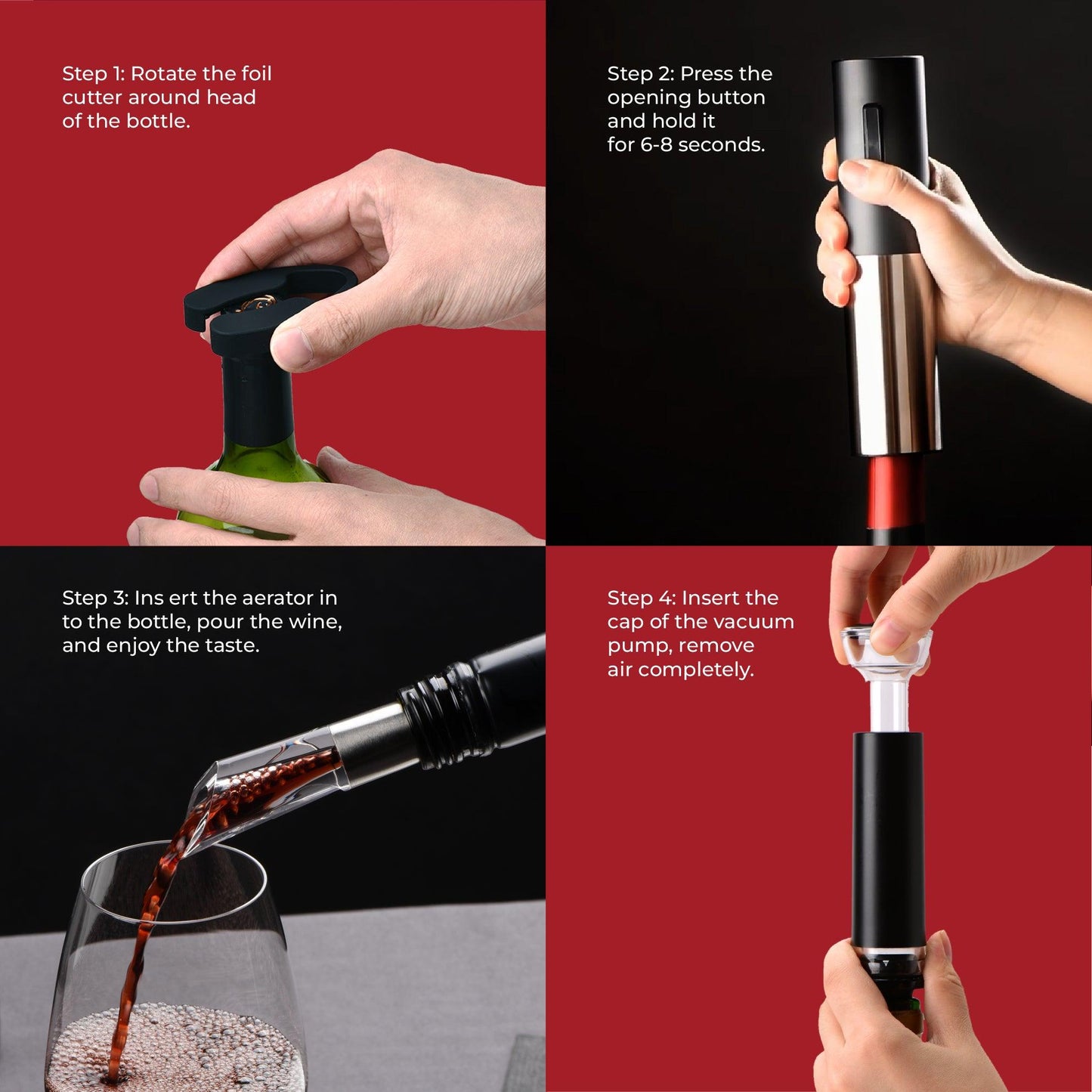 Electric Wine Bottle Opener 6-in-1 Set - Miruhome