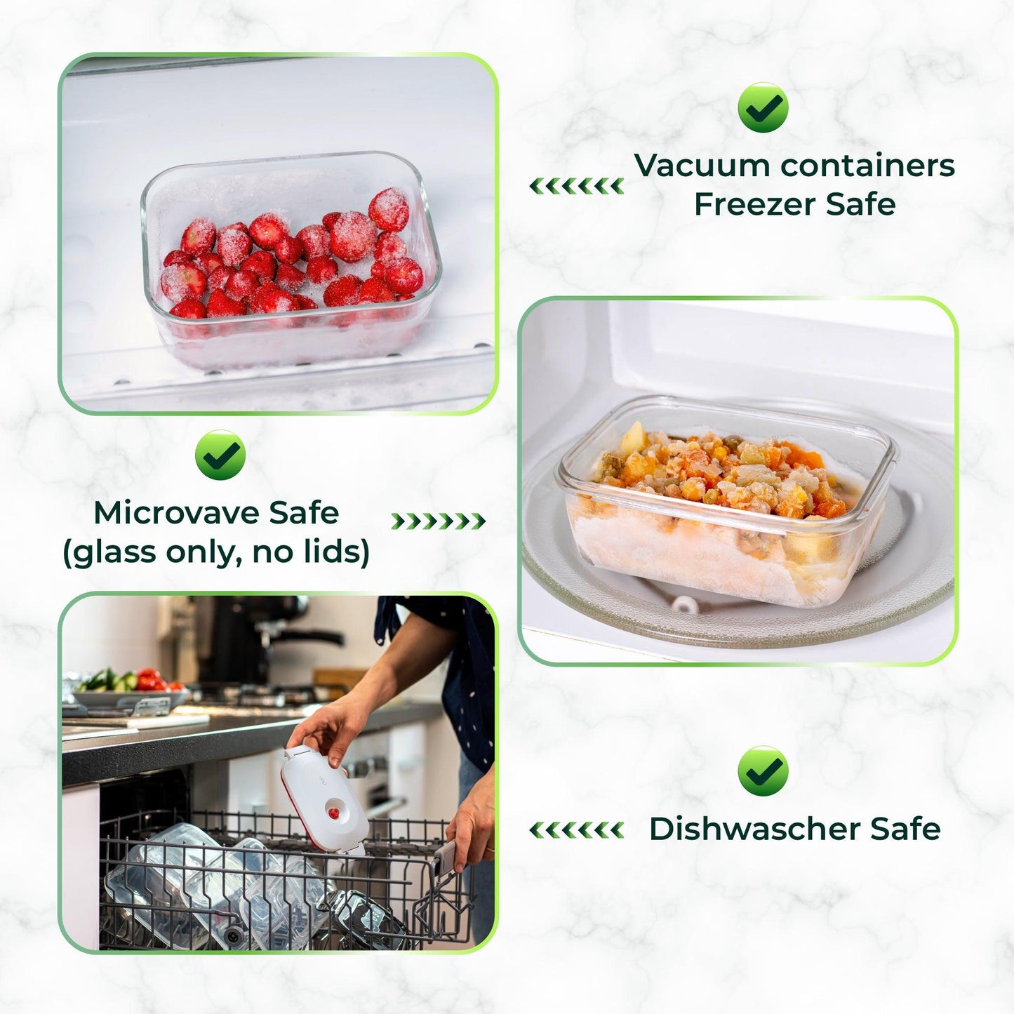 GLASS VACUUM FOOD CONTAINERS WITH PUMP AND PLASTIC LID SET. - Miruhome