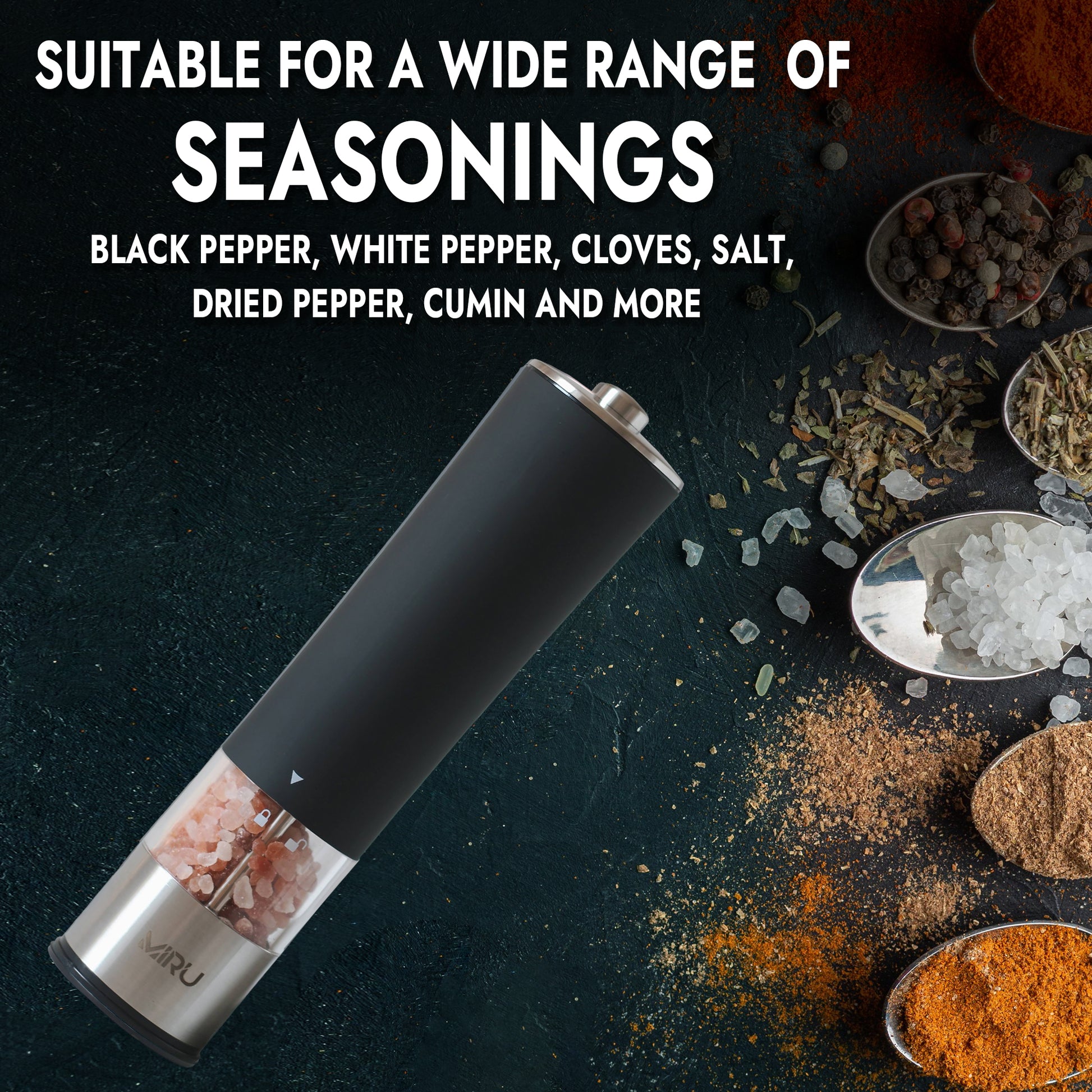 Electric Grinder for Salt, Pepper, and Spices - Miruhome