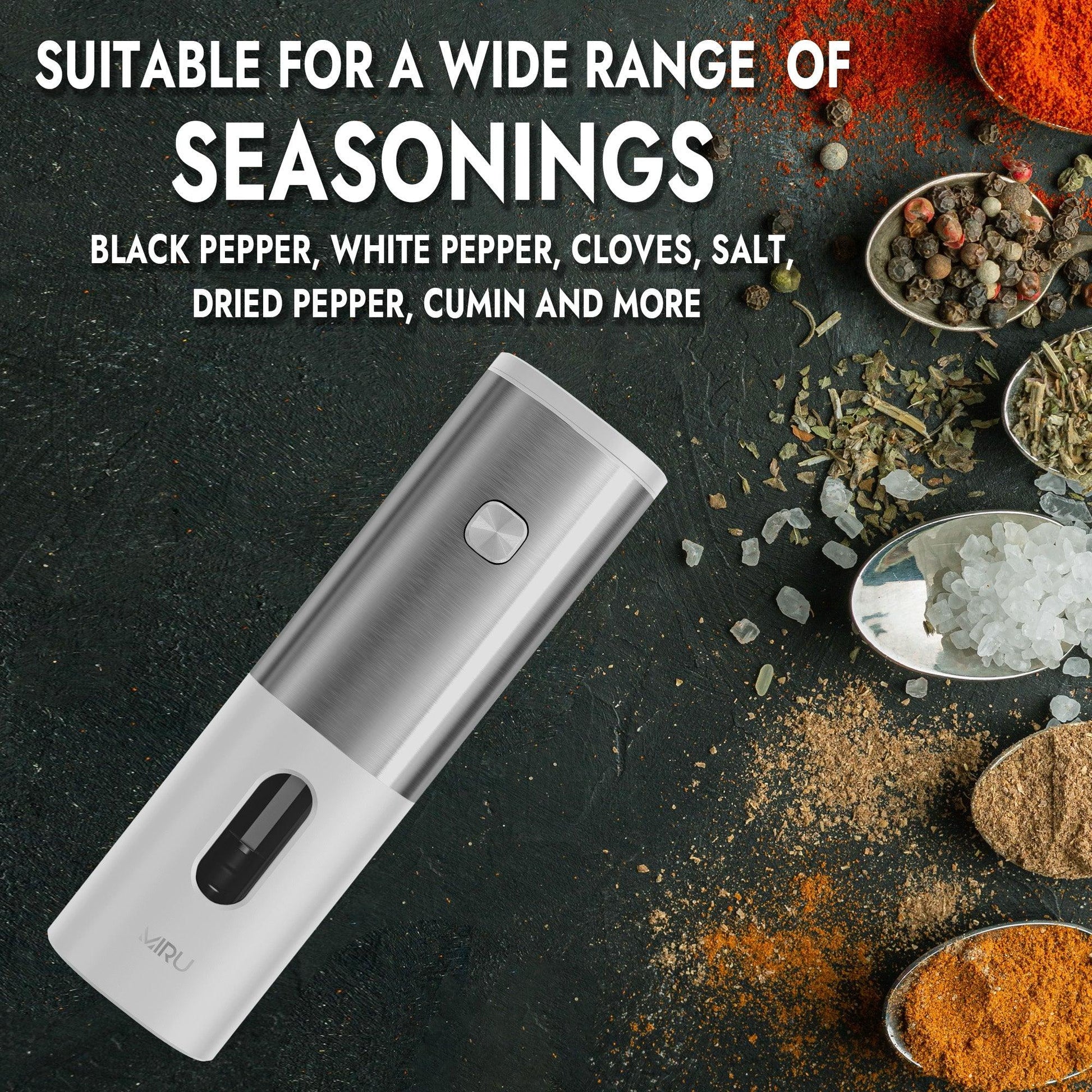 Electric grinder for pepper, salt, and white spices - Miruhome