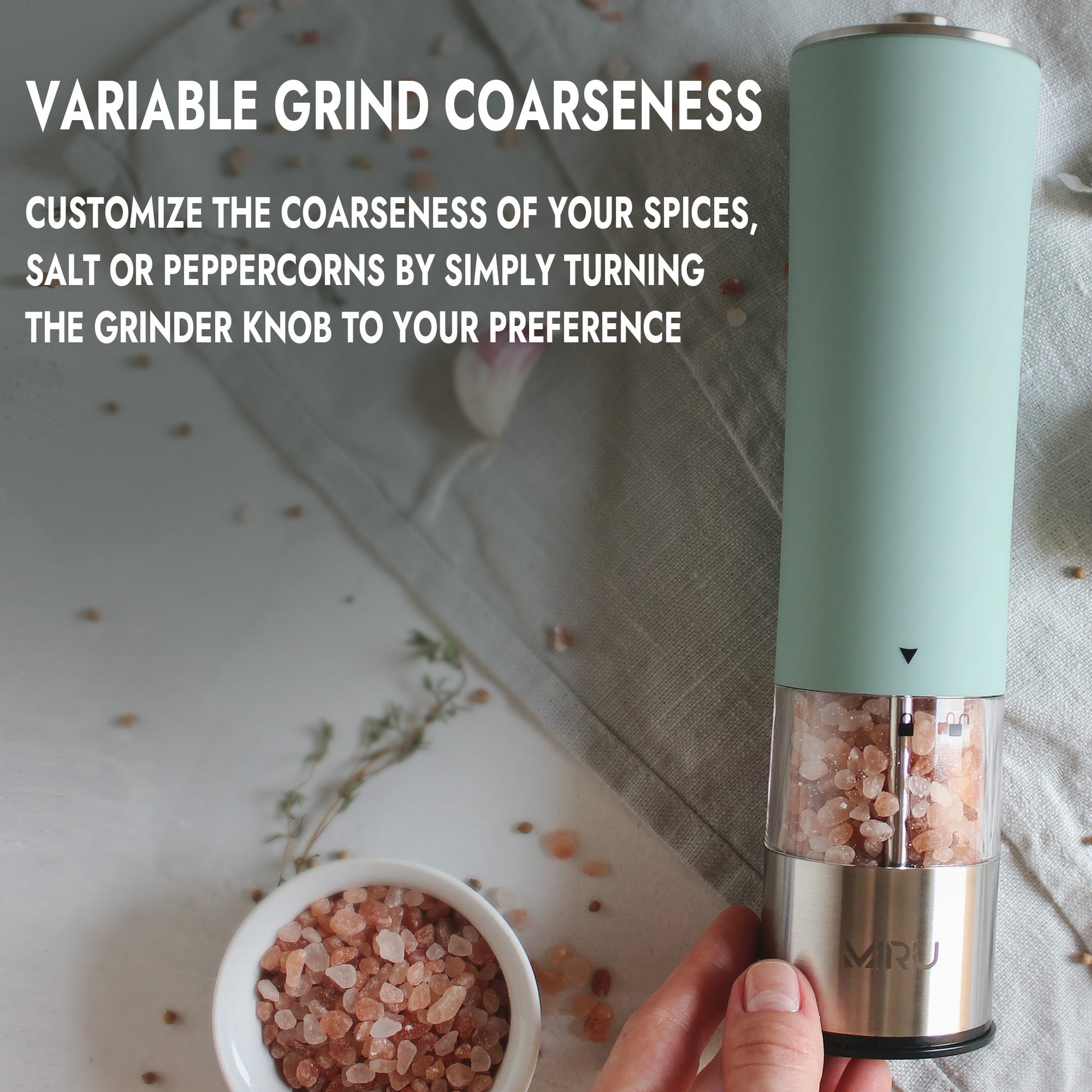 ELECTRIC GRINDER FOR PEPPER, SALT, AND SPICES - Miruhome