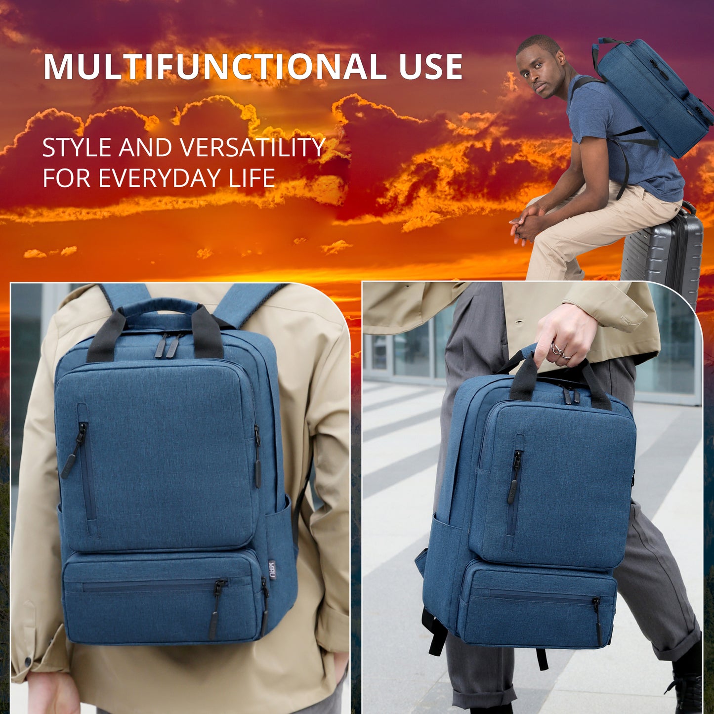 Mochila para portátil azul oscuro MBP-1058