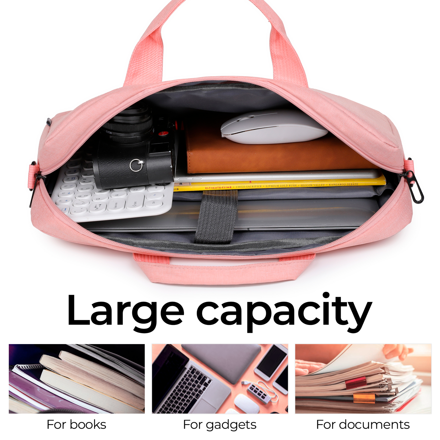 WOMEN'S LAPTOP BAG 15.6 SHOULDER Briefcase Pink - Miruhome