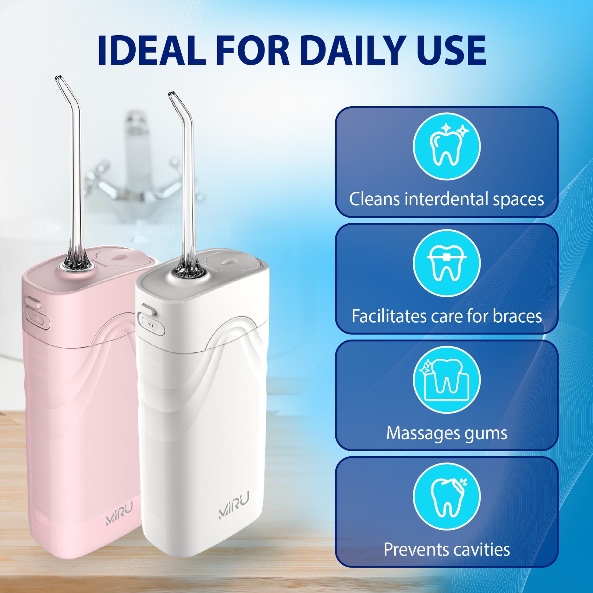 PORTABLE DENTAL IRRIGATOR CORDLESS DENTAL POWER TRAVEL WHITE - Miruhome