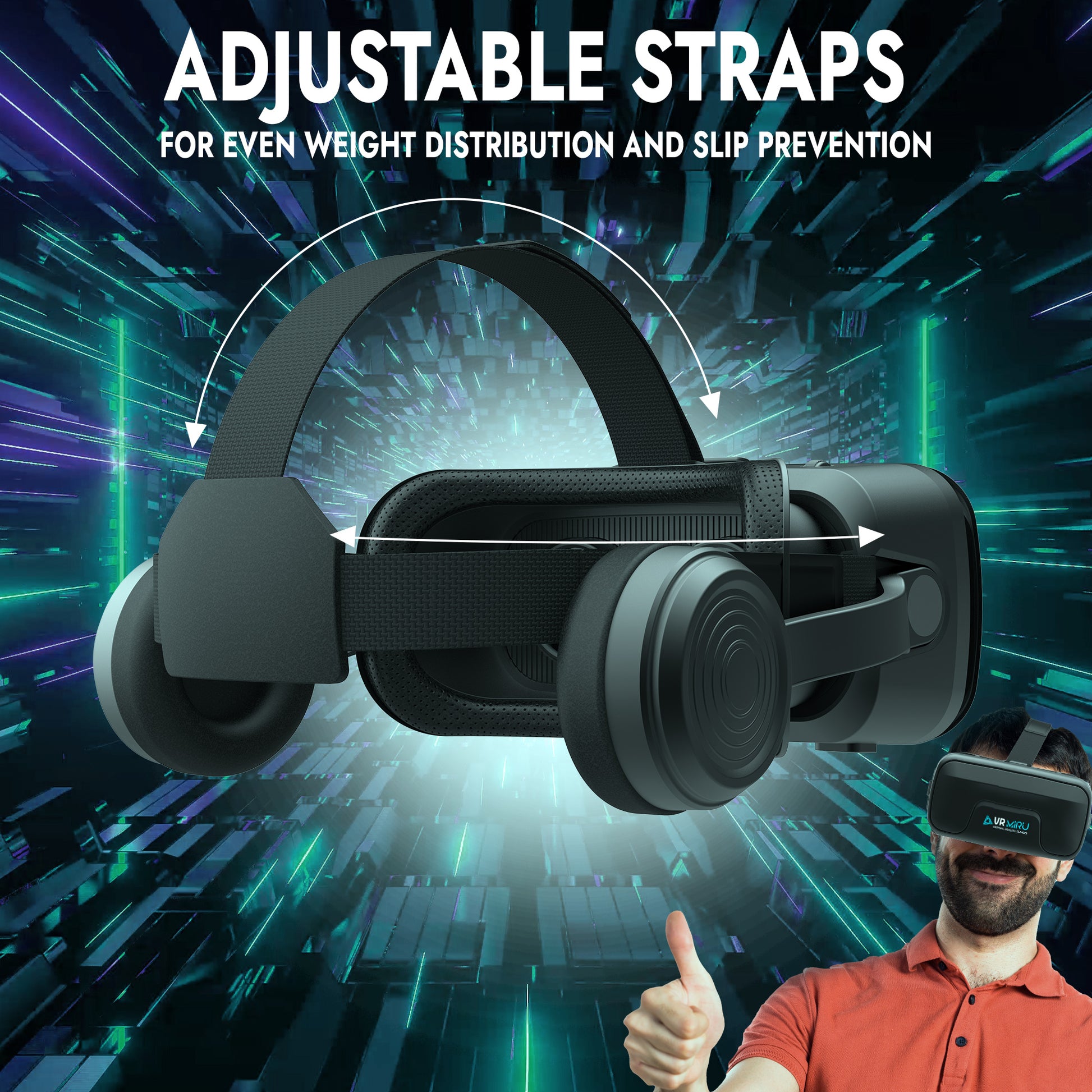 3D VR Goggles for Phone Gaming with Headphones - Miruhome