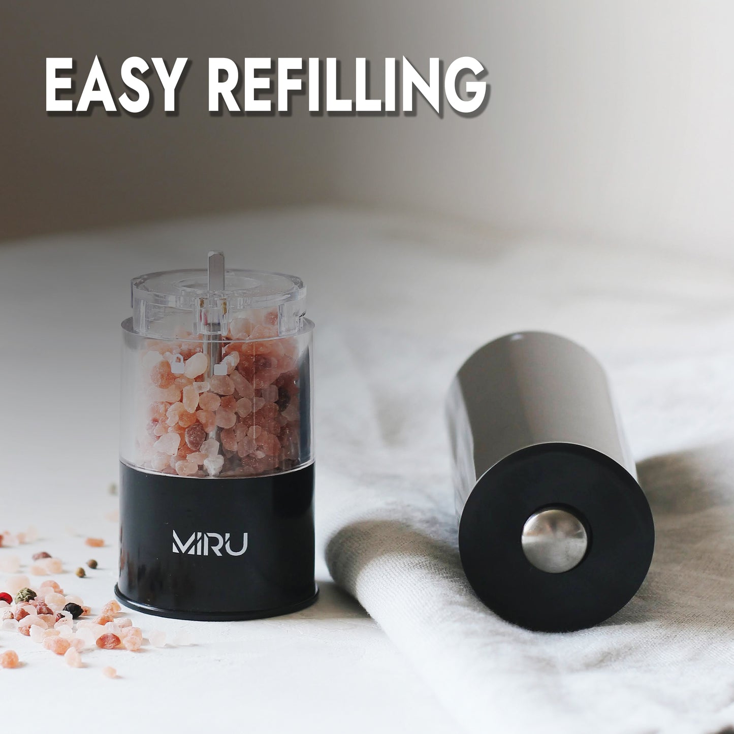 Electric Salt and Pepper Grinder Set, 2 Pieces - Miruhome