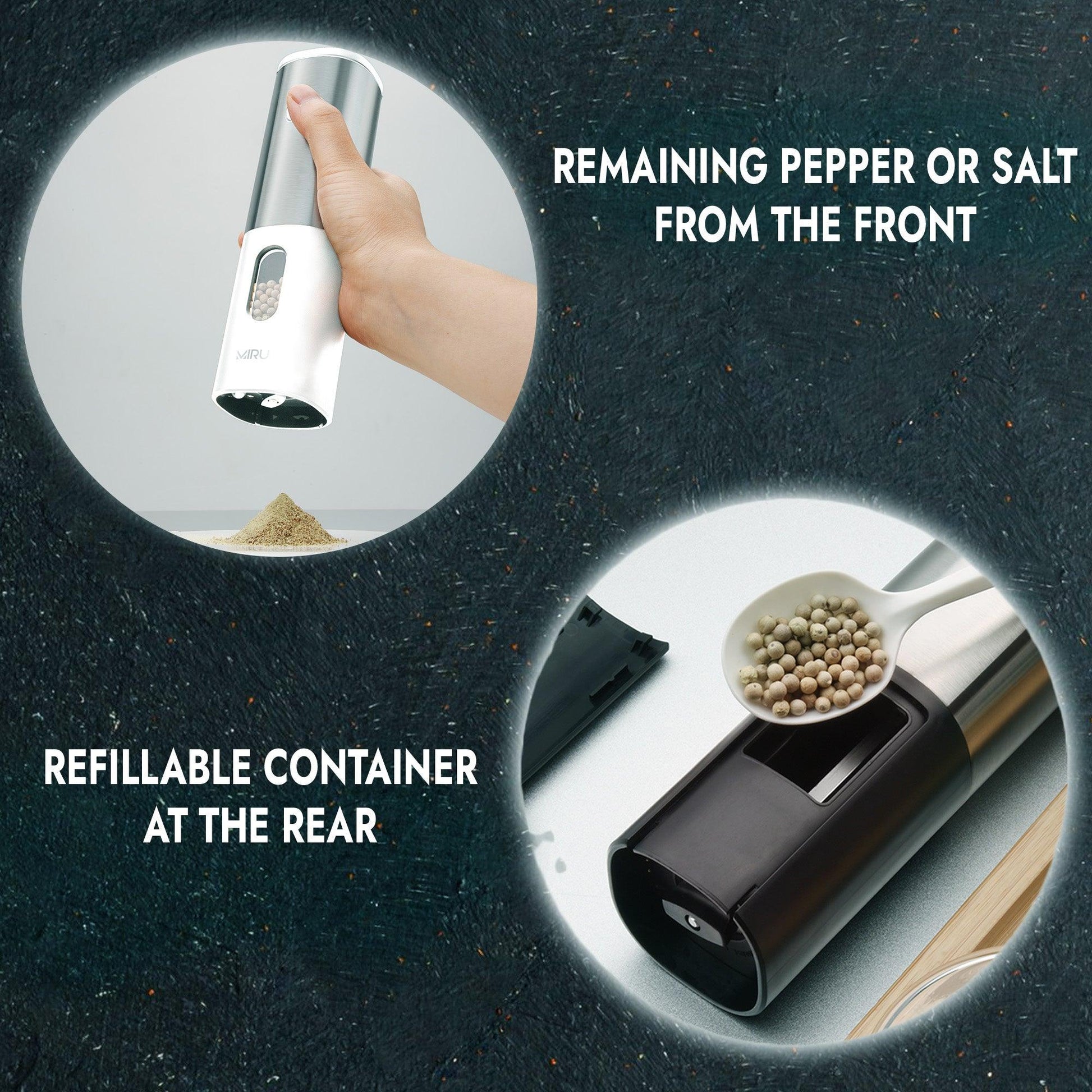 Electric grinder for pepper, salt, and white spices - Miruhome