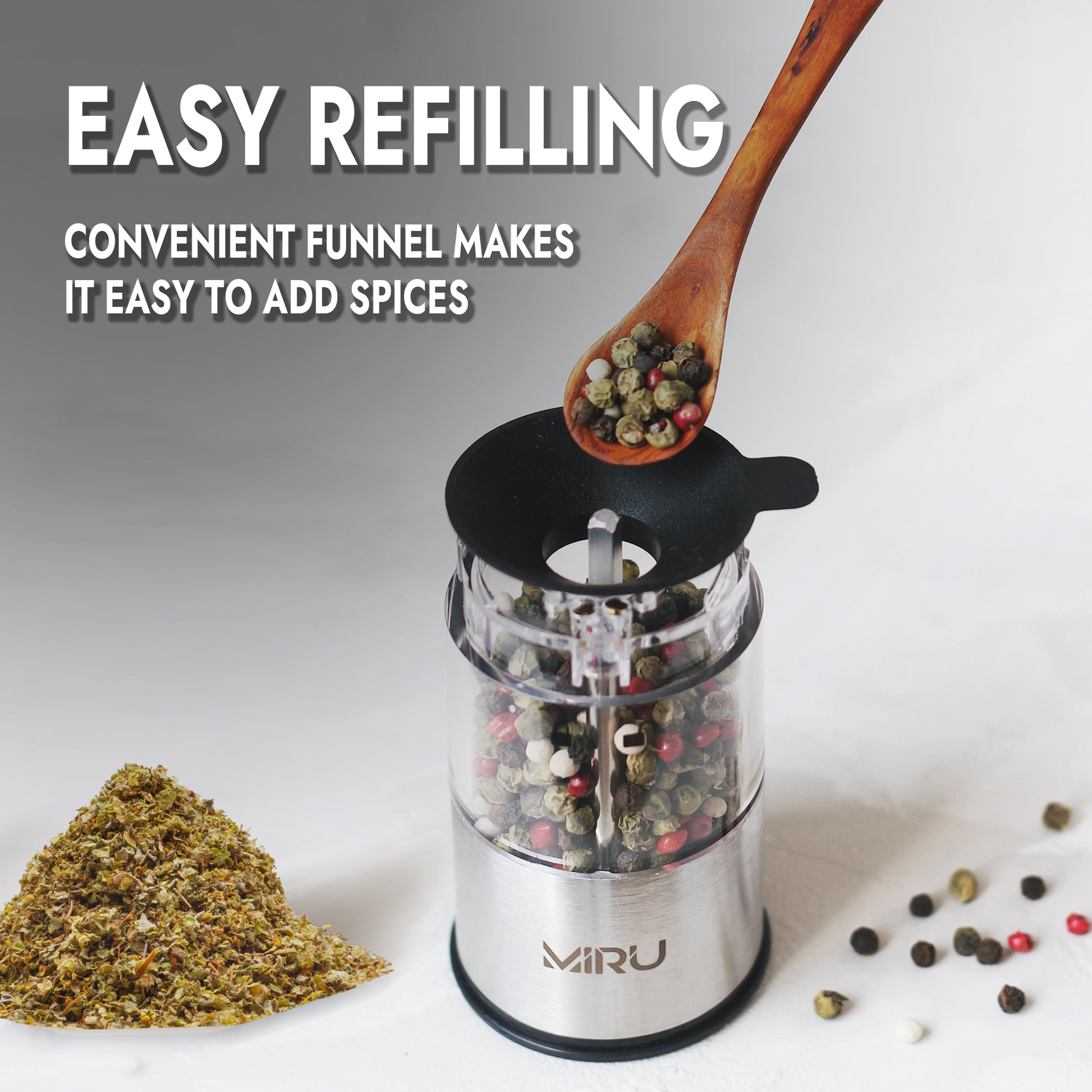 ELECTRIC GRINDER FOR PEPPER, SALT, AND SPICES - Miruhome