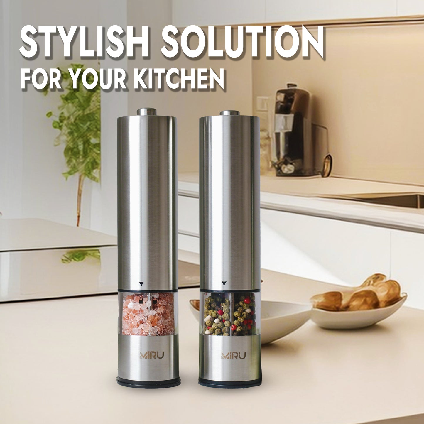 ELECTRIC SALT AND PEPPER GRINDER SET OF 2 - Miruhome