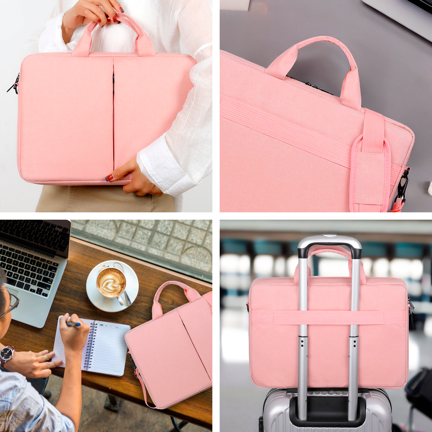 WOMEN'S LAPTOP BAG 15.6 SHOULDER Briefcase Pink - Miruhome